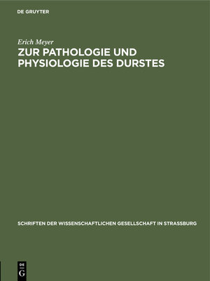 cover image of Zur Pathologie und Physiologie des Durstes